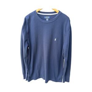 Polo Ralph Lauren Waffle Knit Shirt Mens XL Blue Long Sleeve Sleepwear Top